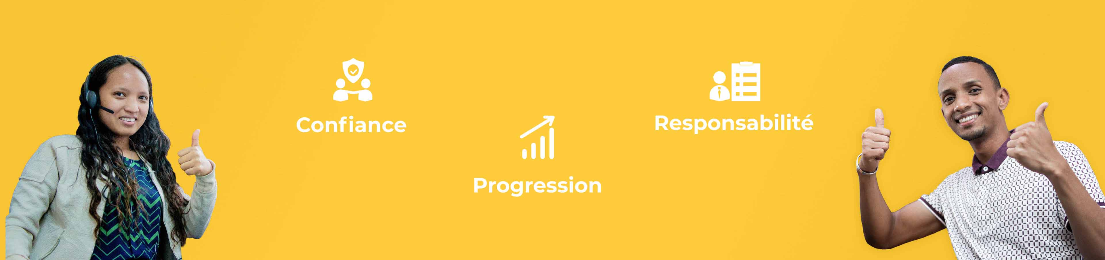   Image illustrant les trois philosophies de SIDNA : Confiance, Progression, Responsabilité